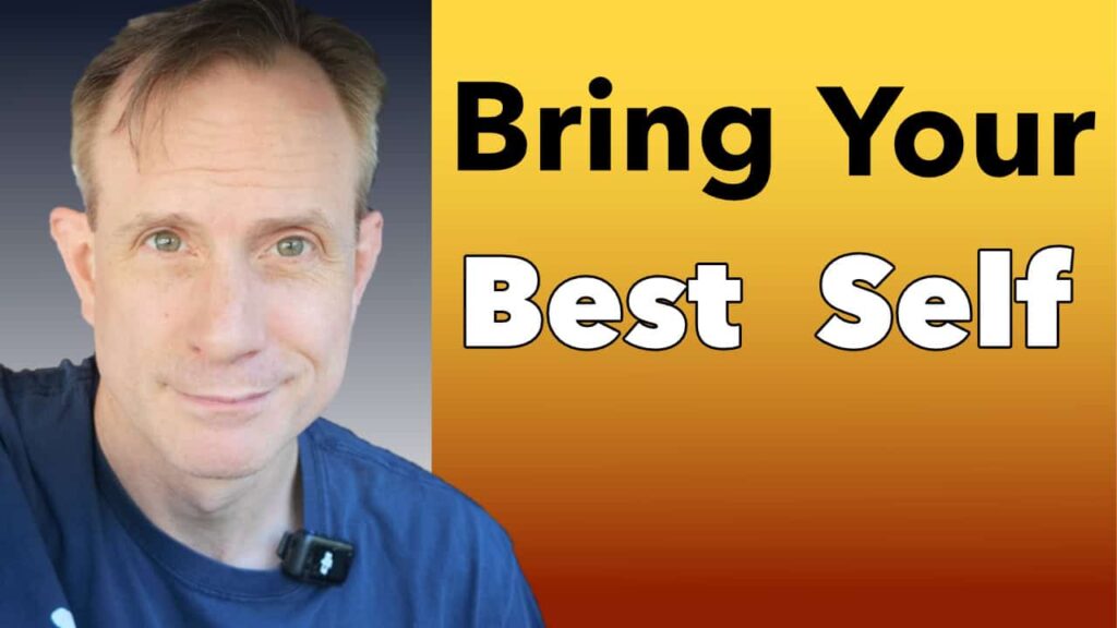 Photo of Mickey with "Bring Your Best Self" on a gradient background